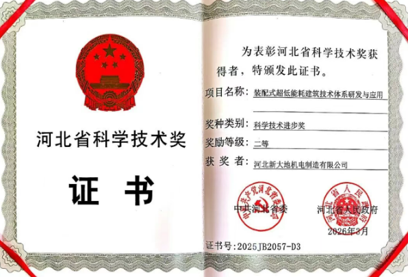 喜报|河北新大地荣获2025年度河北省科学技术进步二等奖
